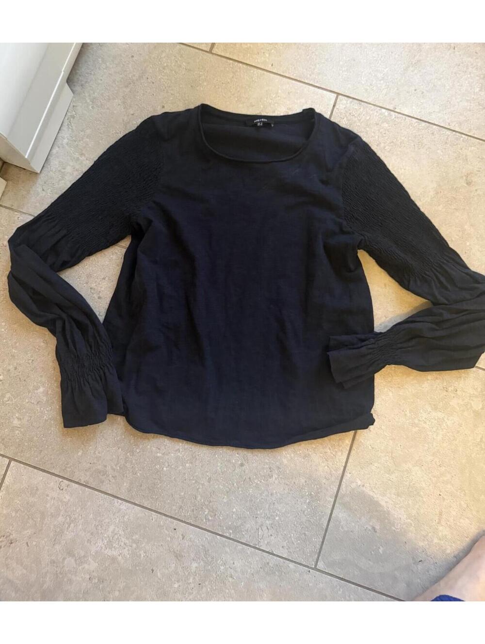 ME + EM Navy Smocked Long Sleeve Blouse size US 4 - Picture 6 of 6